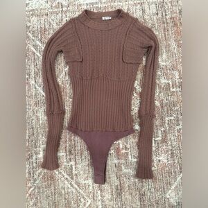 Intimately Free People Keep Me Warm Long Sleeve Sweater Bodysuit Size S